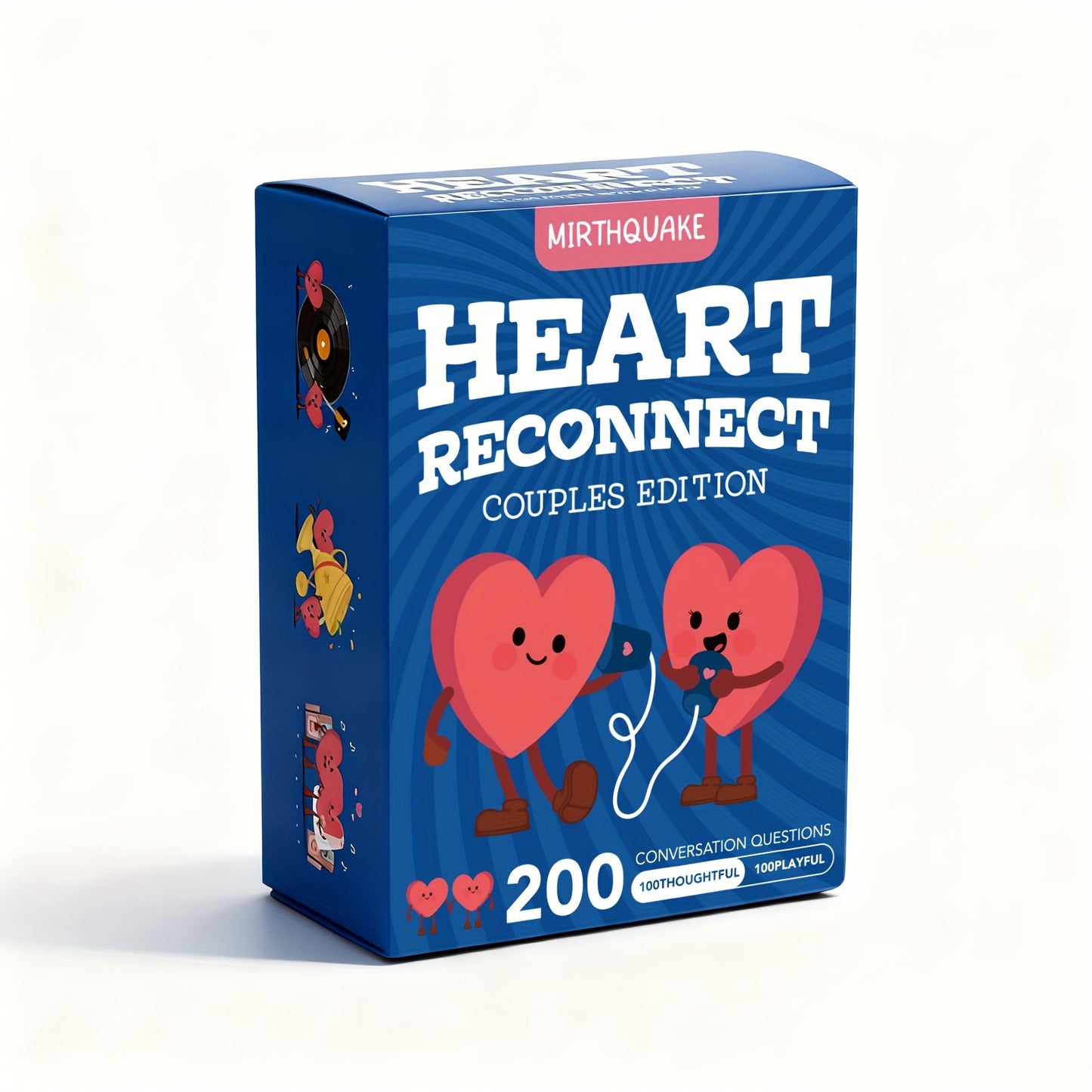 Heart Reconnect Couple Conversation Cards - 200 Questions Card Game for Date Nights & Travel Adventures, 100 Thoughtful & 100 Playful | Great Gift for Valentine Anniversary
