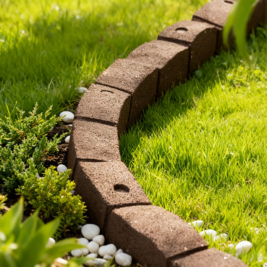 Roman Castle Stone Garden Border 4ft Rubber Landscape Edging Section 120cm, Garden Border Installation, Garden Pathway Edging, Perimeter Edging Section, Flexible Garden Border, Roman Castle Stone Pattern, Castle-Inspired Edging, Heavy-Duty Border