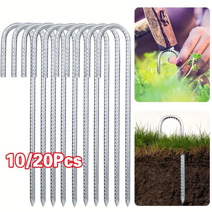 10/20X Galvanised Steel Ground Stakes Rebar Tent Pegs Garden Anchors- Heavy Duty