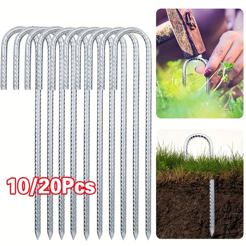 10/20X Galvanised Steel Ground Stakes Rebar Tent Pegs Garden Anchors- Heavy Duty