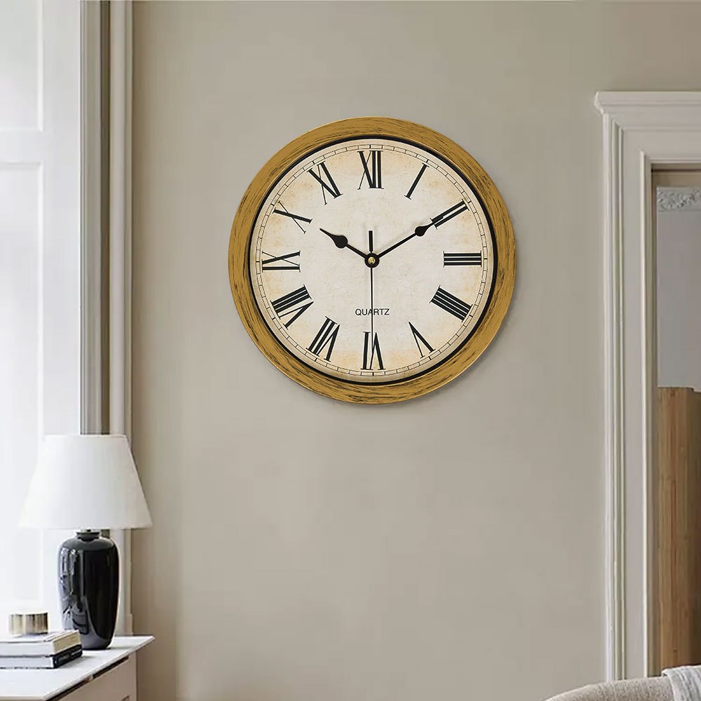 1PC multi-functional clock wall clock with fun thick frame and durable gold/white clock, 25*25*7CM