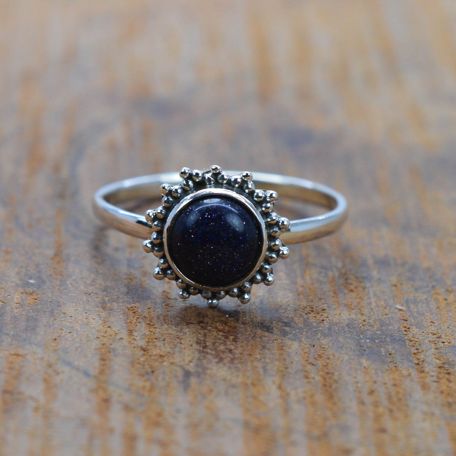 Ring Sterling Silver Gemstone Flower for layering and statement styling