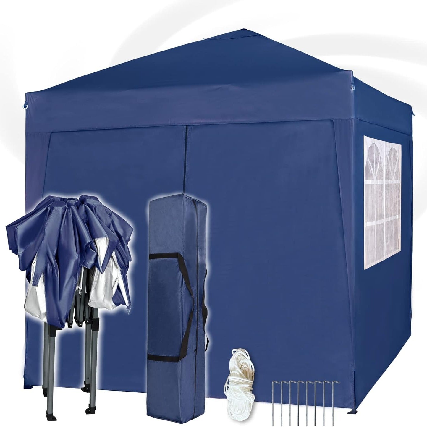 Pop-up Gazebo 2m x 2m With Sides Silver Protective Layer Waterproof Marquee Canopy