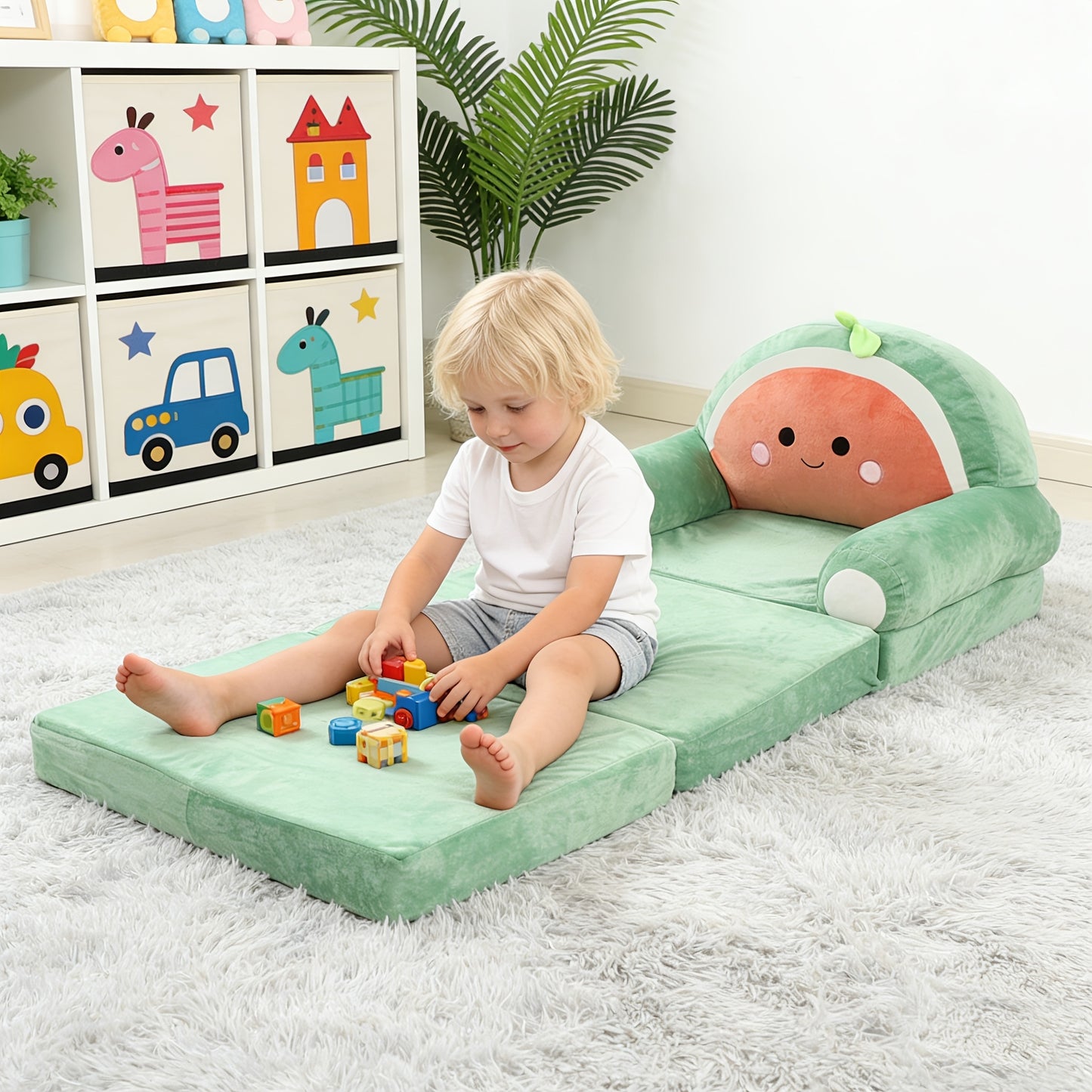 Kids Folding Sofa, Children's Stool, Kindergarten Baby Seat, Flip-Top Sofa Chair, Plush Reclining Lazy Sofa