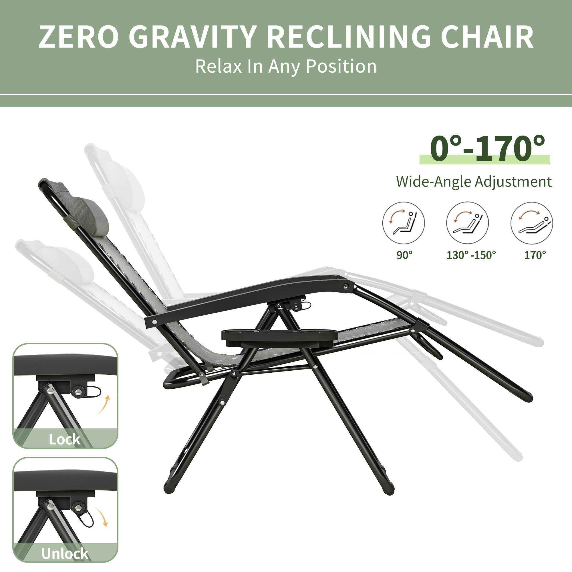 Zero Gravity Reclining Garden Chair with Cup Holder