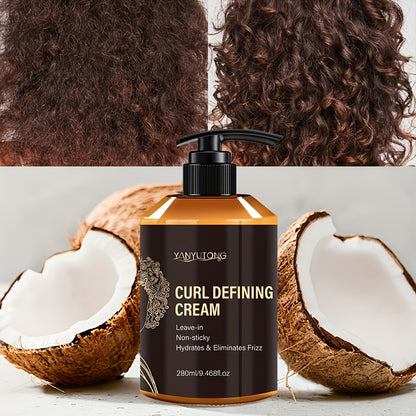 280Ml Curl Cream Containing Moroccan Argan Oil, Castor Oil, Rosemary Essential Oil Defining Curl Cream Increasing Hair Shine And Volume Suitable for Wavy And Curly Hair Moisturizing Hair Deep Care Styling Cream
