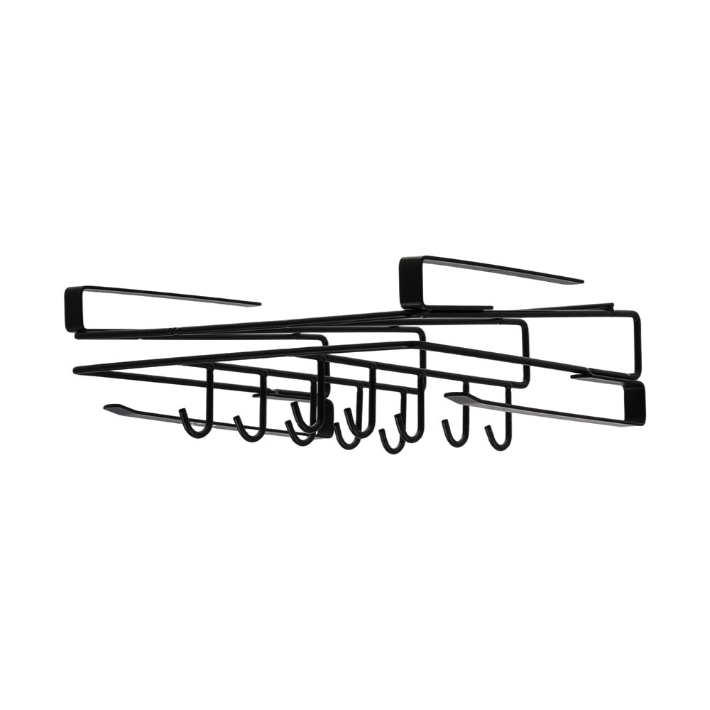 Black, Kitchen with Hook Storage Rack, Cabinet Bottom Storage Rack, Non Perforated Cabinet Door Top Shelf, Cup Holder, Sturdy And Durable, Strong Load-Bearing Capacity, Suitable for Kitchen Utensils Such As Cutting Boards, Tissues, Cloths, Etc