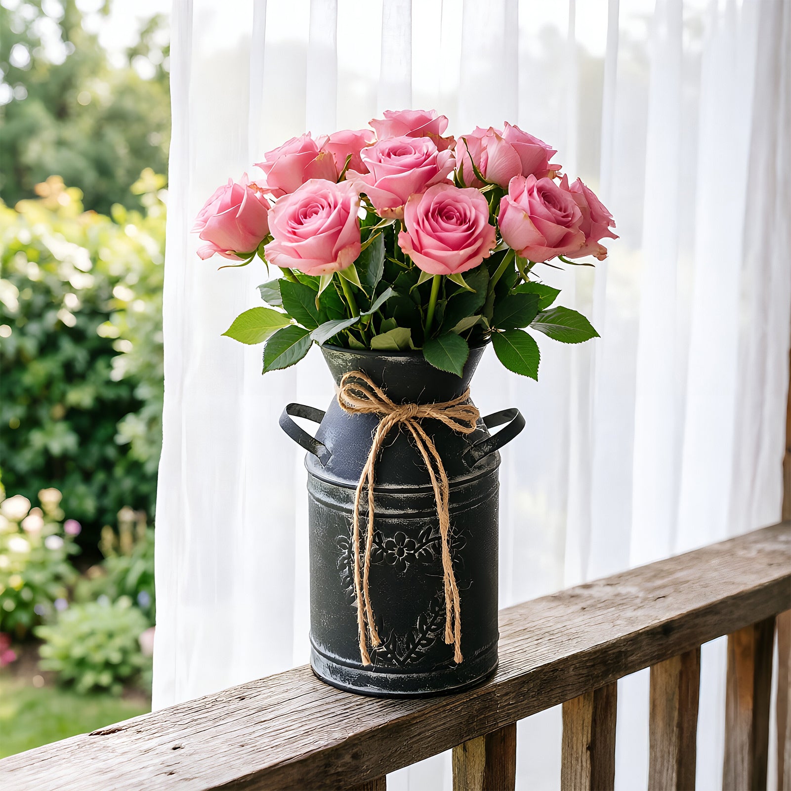 Rustic Metal Pitcher Vase with Heart Cut-Out Detail - product view 25