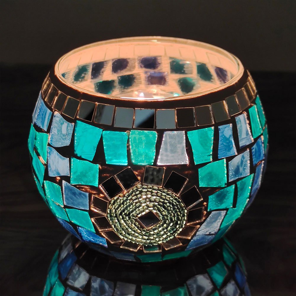 Mosaic Glass Tealight Holders – Three-Piece Set
