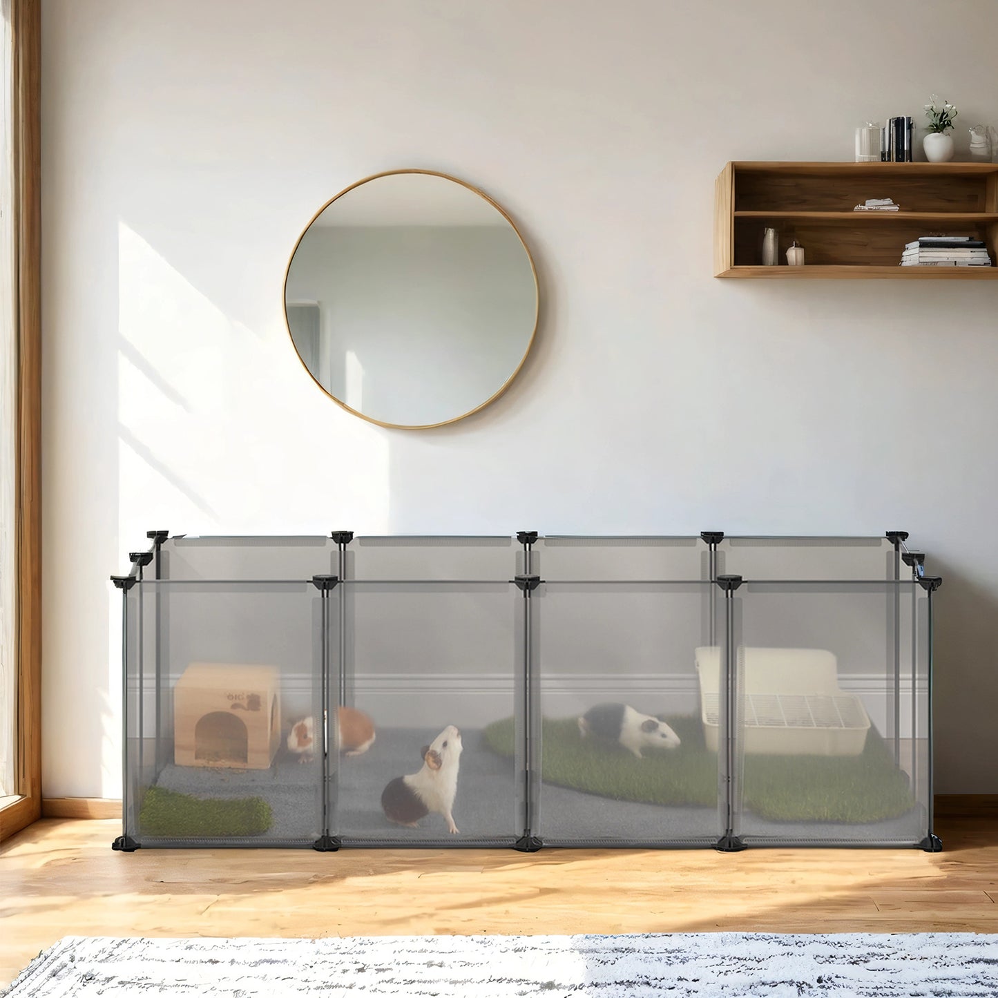 Pet Playpen, Pet Fence Indoor, Modular Animal Pen with Floor, for Hamsters, Rabbits, Hedgehogs, Ferrets