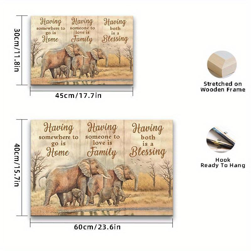 Elephant Family Quote Canvas Wall Art - lifestyle setting 11