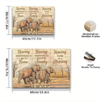 Elephant Family Quote Canvas Wall Art - lifestyle setting 11