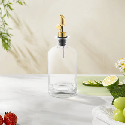 2pcs Olive Oil Dispenser Bottle for Kitchen, Glass Oil and Vinegar Dispenser Set, Coffee Syrup Dispenser, Kitchen Cooking Tools, 350ml/ 500ml, Silver/ Gold
