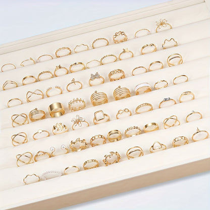 Imitation IF YOU Ring Collection Charm Set Minimalist Look with Flower, Butterfly, Heart Charms 66pcs - Daily Wear, Wedding, Anniversary, Gift for all-Season Elegant