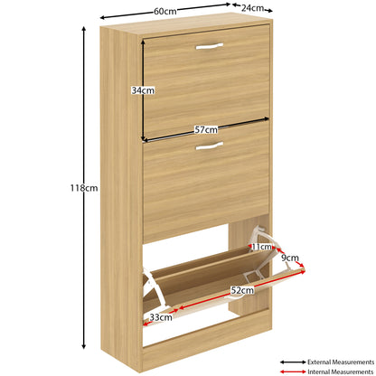 Vida Designs 3 Drawer Shoe Cabinet Shoe Rack Hallway Shoe Storage Cupboard