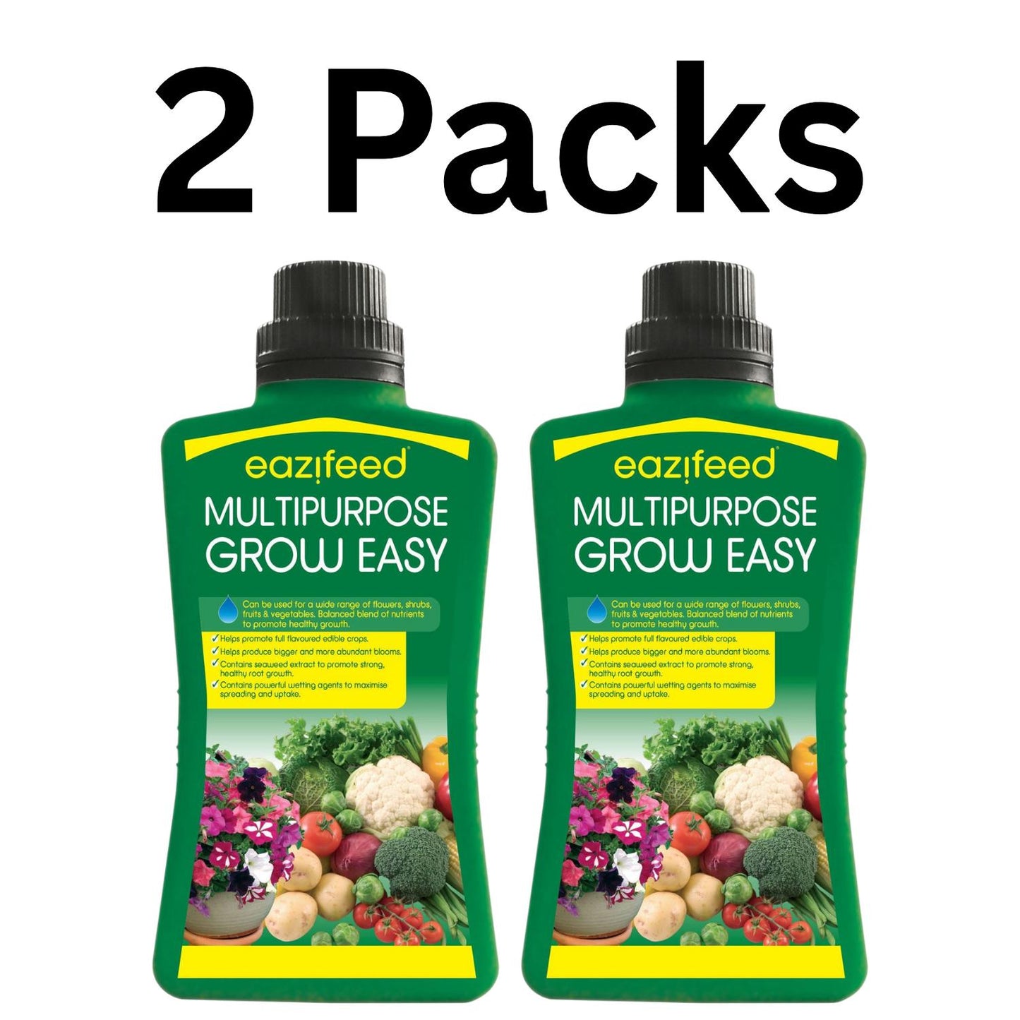 2 X Multipurpose Grow Easy Plant Feed Liquid Fertiliser 500ml For Flowers Shrubs Fruits And Vegetables