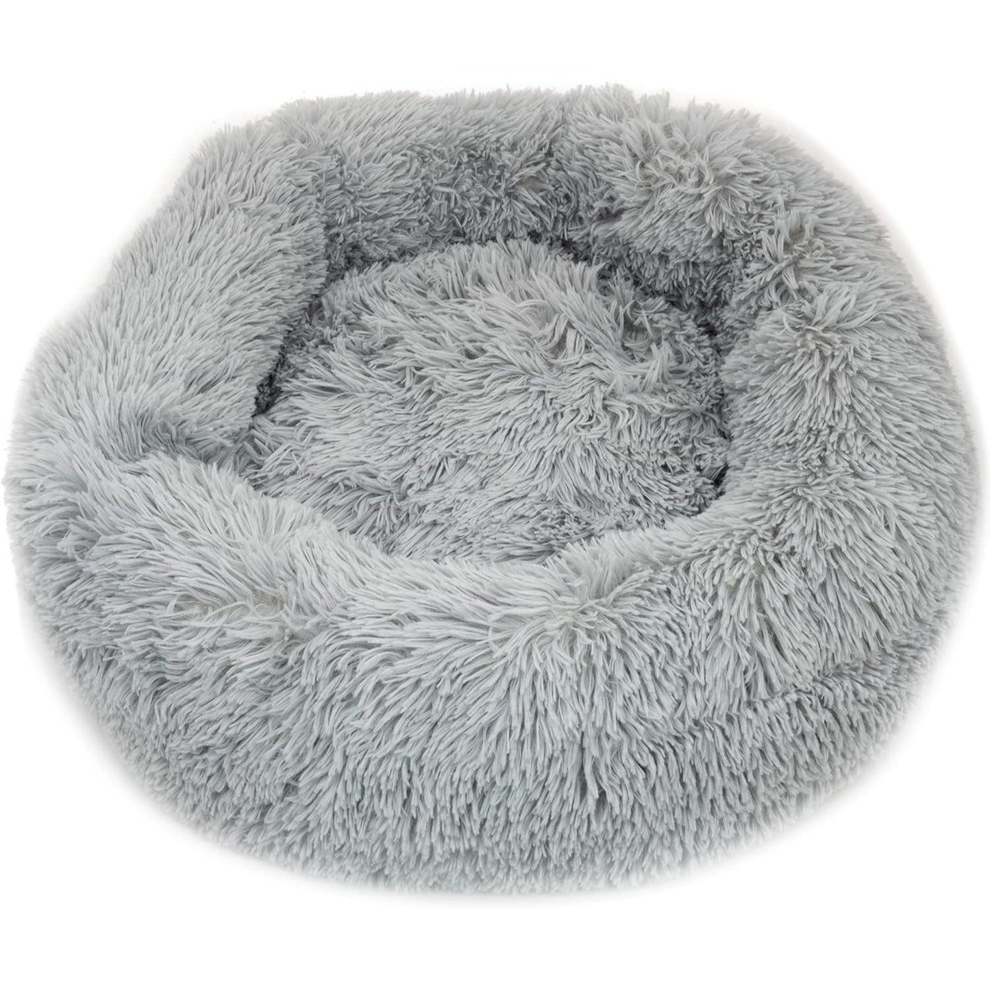 40/50/60/70cm Round Plush Donut Dog/Cat Bed Cuddler Pet Cushion Self-Warming Bed Washable Dog Bed with Non-Slip and Waterproof Bottom Calming Dog Bed