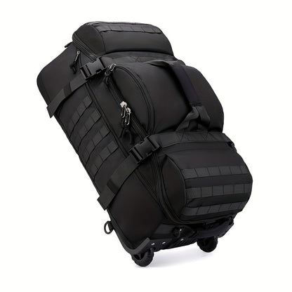 Extra Large Wheeled Travel Duffel & Luggage Organizer - Luxury Outdoor Rolling Backpack, 80L Multi-Pocket Layered Storage, Ideal for Hiking & Camping, with Two-Way Zippers and Secure Buckles