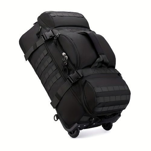 Extra Large Wheeled Travel Duffel & Luggage Organizer - Luxury Outdoor Rolling Backpack, 80L Multi-Pocket Layered Storage, Ideal for Hiking & Camping, with Two-Way Zippers and Secure Buckles