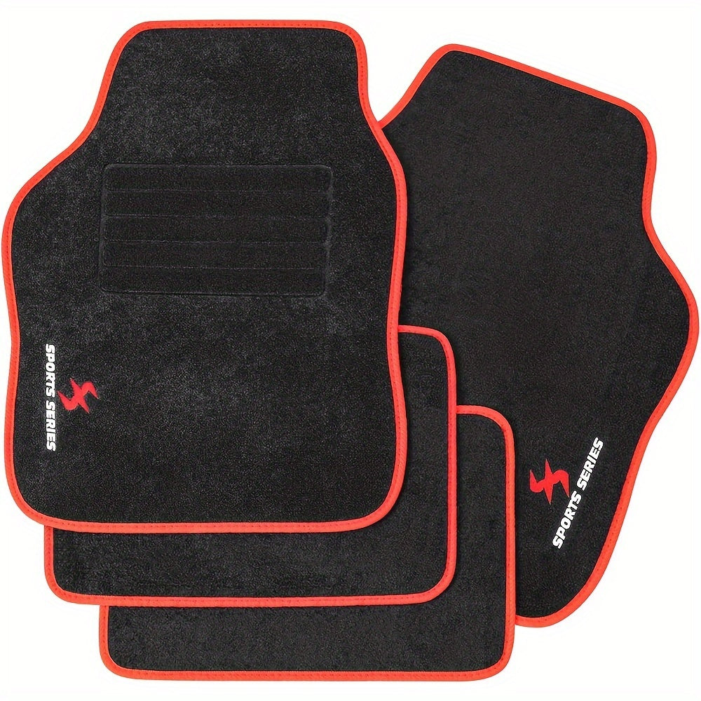 4PCS Car Floor Mats Floor Mat Set, Universal All-Weather Floor Mats With Embroidered Car Carpet Waterproof And Non-Slip Heel Protector, Made Of Carpet Material