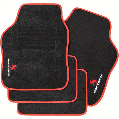 4PCS Car Floor Mats Floor Mat Set, Universal All-Weather Floor Mats With Embroidered Car Carpet Waterproof And Non-Slip Heel Protector, Made Of Carpet Material