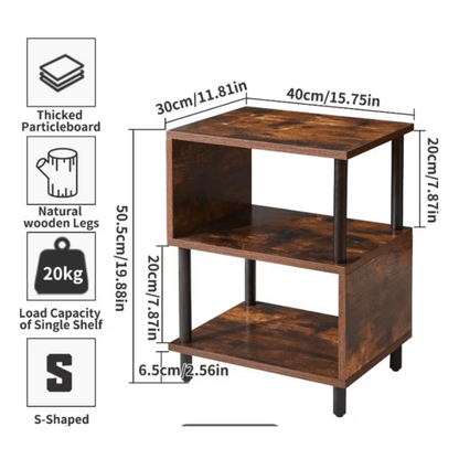 Modern Side Table with Storage - Small End Table/Nightstand, Assembly, -Shaped & Particleboard, Bedside Table for Bedroom/Living Room