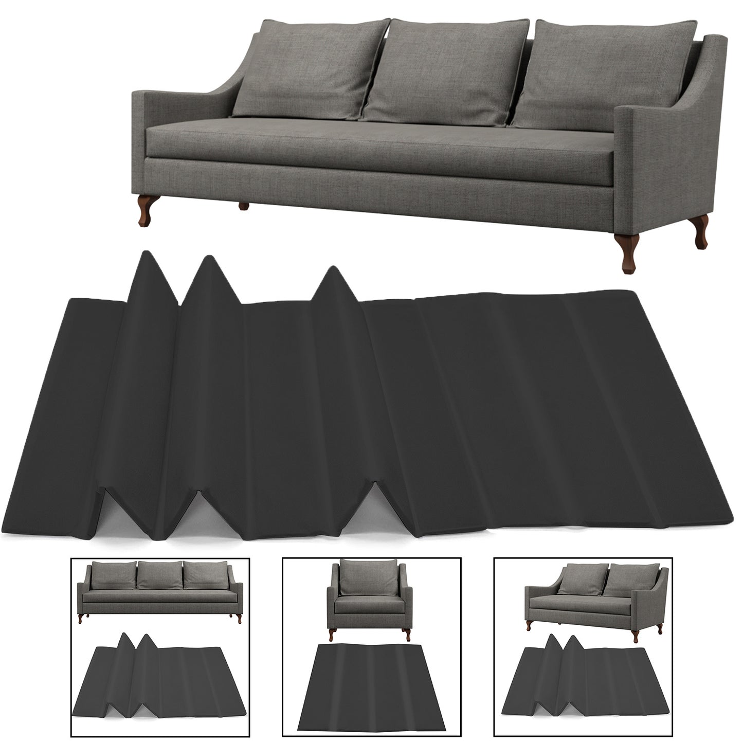 1, 2 & 3 Black Sofa Rejuvenator Boards, Sofa Seat Support Boards, Sofa Saver, Adjustable/Foldable Sagging Sofa Support, BOARD