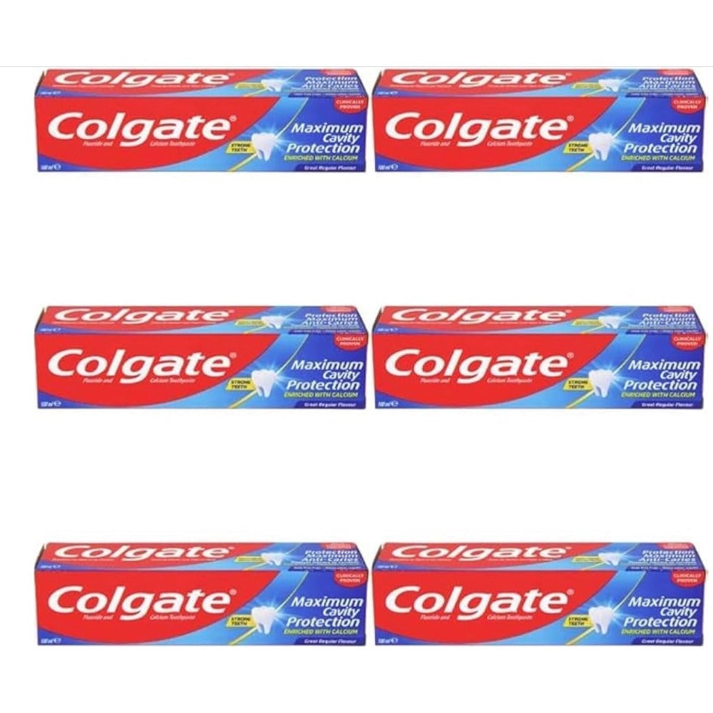 Colgate Maximum Cavity Protection Toothpaste 6 x 100ml – Mint Flavour Multipack, Fluoride Toothpaste for Strong Teeth & Daily Oral Care
