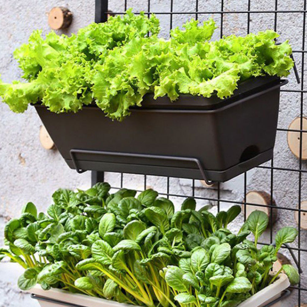 5-Pack Large Weatherproof Rectangular Garden Planters | Garden Urns | Flower Pots | Windowsill Flower Pots | Horon Pots – Thickened PP Self-Watering Grow Box – Dark Grey (42.5L x 19W x 13.5H cm / 17 x 7.5 x 5.3 in), with Tray, Indoor/Outdoor Herb & Vegeta