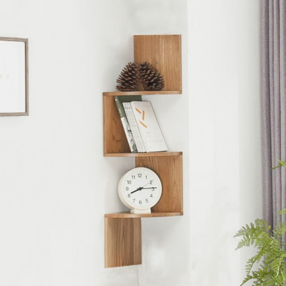 Three-Tier Rustic Corner Wall Shelf with Curved Platforms - product detail 25