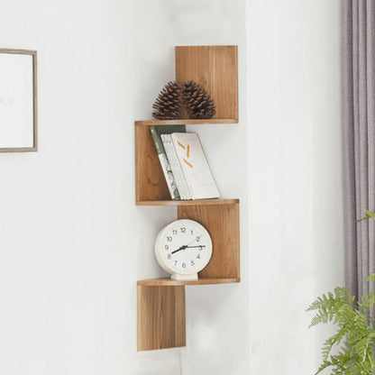 Three-Tier Rustic Corner Wall Shelf with Curved Platforms - product detail 25