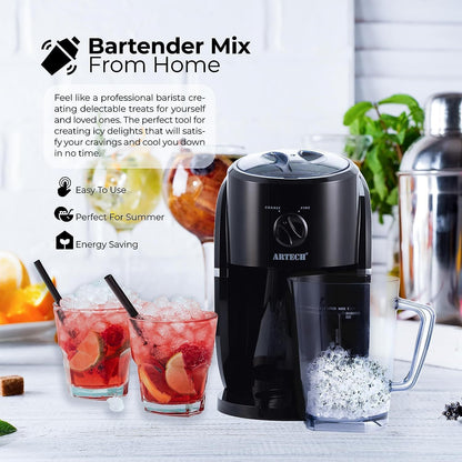 Electric Ice Crusher with Built in Stirrer & Ice Scoop | Removable BPA Free Jug for Making Snow Cones Slushies Smoothies, Cocktail, Frappuccinos, Iced Coffee, Margaritas, Pina Coladas