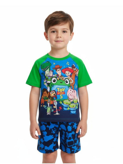 Disney Toy Story Boys Pyjamas, Kids Short Summer PJs Set, Buzz Lightyear Woody Rex Toy Story Nightwear Toddler Pyjama Set Ages 18 Months to 7 Years