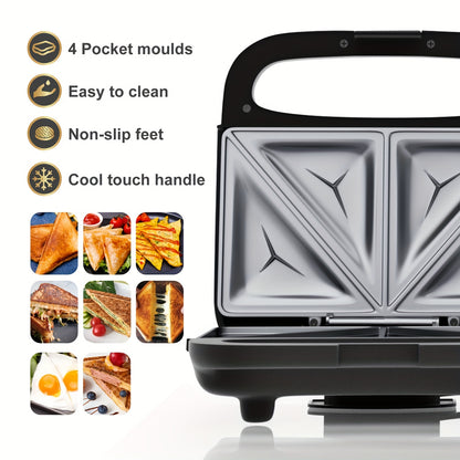 SUPERLEX Sandwich Maker 750W 4 Slice Toastie Toaster with Cool Touch Handle And Non-Stick Plates with Automatic Temperature Control for Perfect Panini Press And Grilled Cheese