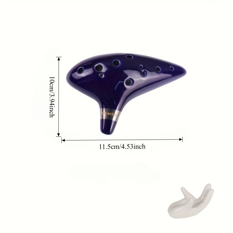 12-Hole Alto C Ceramic Ocarina - Beginner's Music Instrument, Easy-to-Learn Design with Clear Sound - Finish & Comfortable Grip - Perfect First Instrument for Learning Music, Holiday Gift