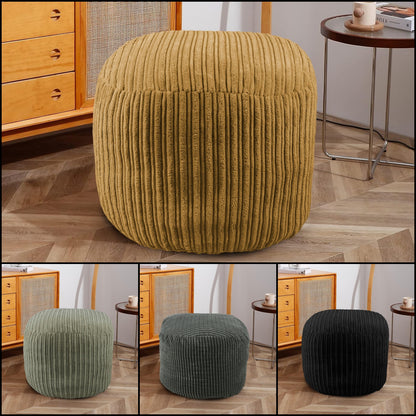 Jumbo Cord Footstool Pouffe, Round Shape Corduroy Bean Bag Ottoman Footrest for Lounge & Bedroom, Durable & Stylish Ergonomic Design