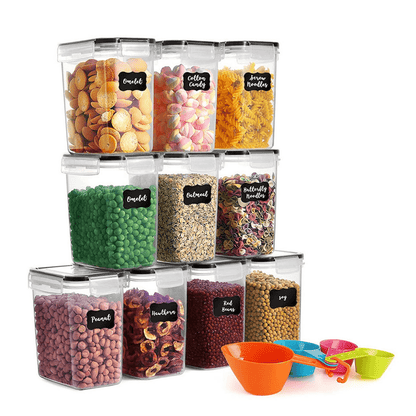 AEX Airtight Food Storage Containers with Lid Kitchen Storage Boxes for Dry Food Pantry Organisation Stackable Design Multiple Size Options (Set of 4/5/10/20/30)