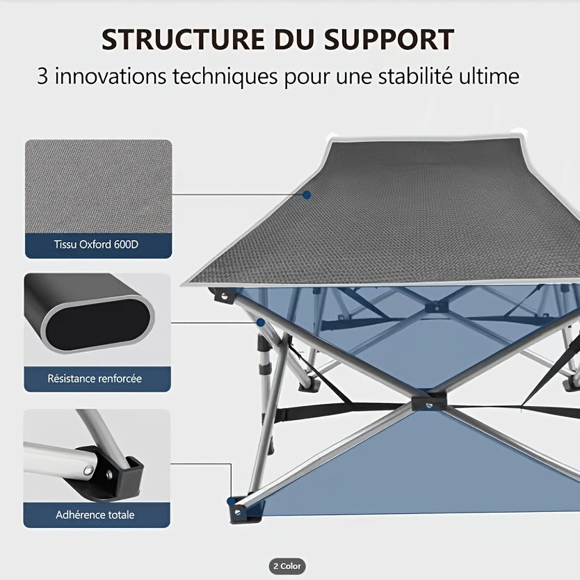 Folding Bed Portable Folding Camping Bed For Adults, Weight Capacity 199.58kg, With Mattress And Side Pocket - Lightweight And Sturdy Frame, Fishing Bed, Suitable For Camping, Home, Office, Travel, Picnic, Family Bed, Compact Design, Large Capacity