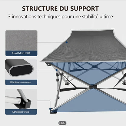 Folding Bed Portable Folding Camping Bed For Adults, Weight Capacity 199.58kg, With Mattress And Side Pocket - Lightweight And Sturdy Frame, Fishing Bed, Suitable For Camping, Home, Office, Travel, Picnic, Family Bed, Compact Design, Large Capacity