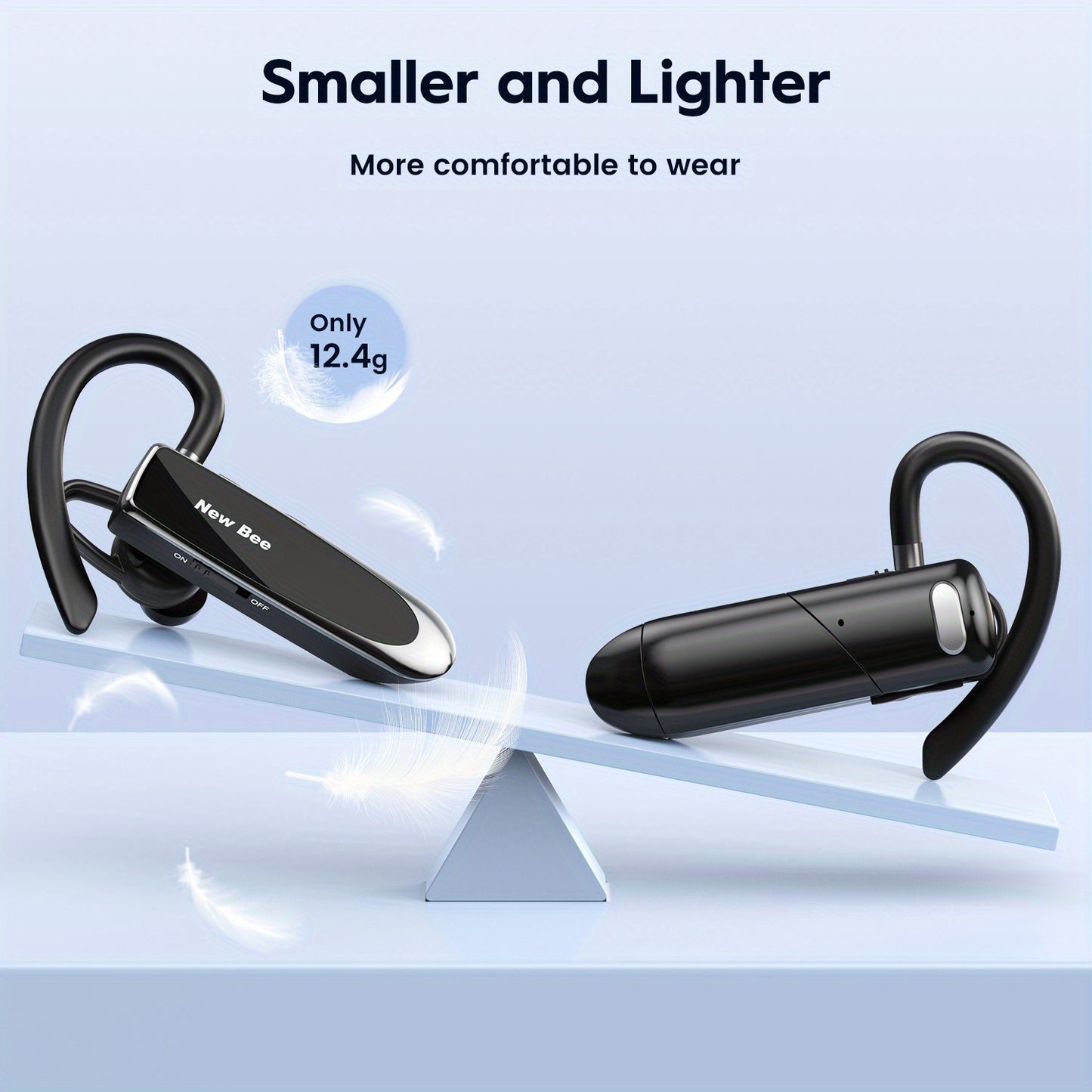 New Bee Single-ear Wireless Headset, B41 Wireless In-ear Earphones, Automatic Noise-cancelling Headphone, Available In Two Options: Earphone Storage Bag + Earphones And Single Earphone, Suitable For Office Work, Driving, And Courier Delivery