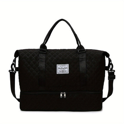 Women's Large Gym Bag Weekend Travel Holdall Duffle Bag Ladies Luggage Sports Bag with Handles Shoulder Strap Black Pink