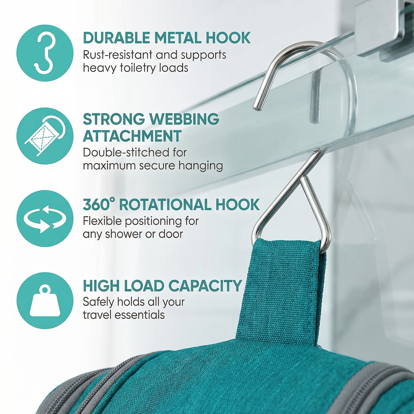 Hanging Toiletry Bag Women Large Capacity Travel Makeup Bag Organizer Bag with A PVC Compartment for Essentials Accessories Shampoo Cosmetics Toiletries Roomy Cosmetic Pouch Vanity Essential Toiletry Bag for International Travel Valentine's Day Gifts