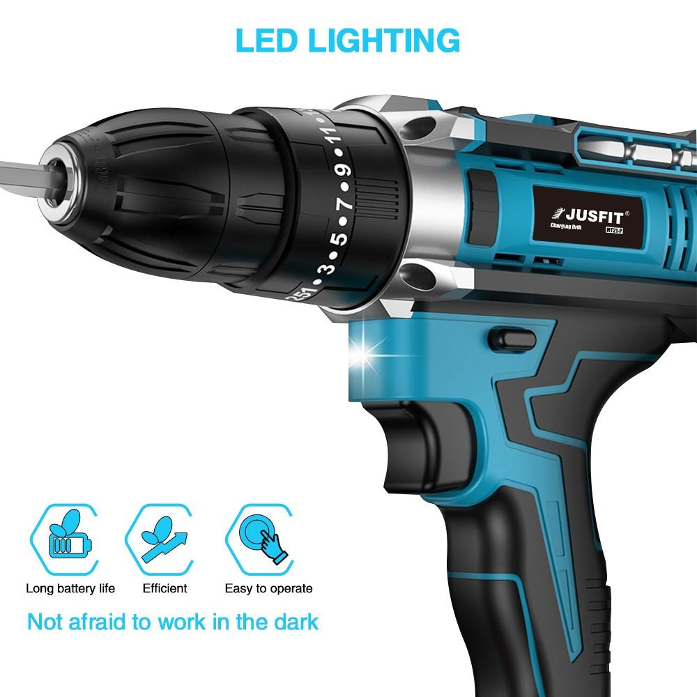 Cordless Combi Drill 3-in-1 with 2 Batteries & 29-Piece Kit – Hammer Drill Driver Electric Screwdriver Set with LED Light for Home & Garden DIY | 50N.m Torque, 25+3 Clutch, 2x2000mAh Li-ion, Carrying Case