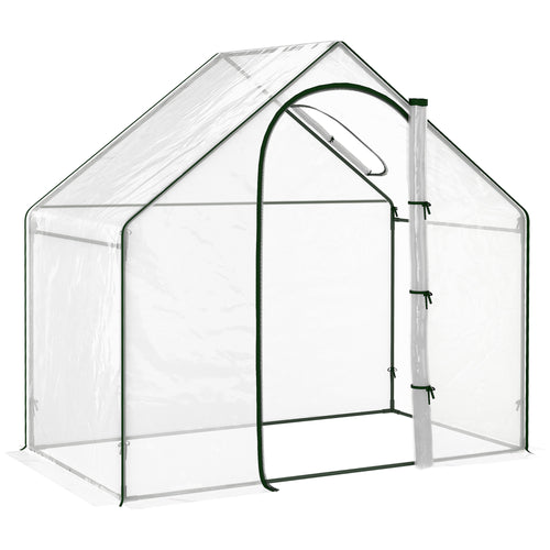 Walk In Mini Greenhouse Garden Outdoor Flower Planter Steel Frame w/ Zipped Door & Window, PE Cover, 180 x 100 x 168CM