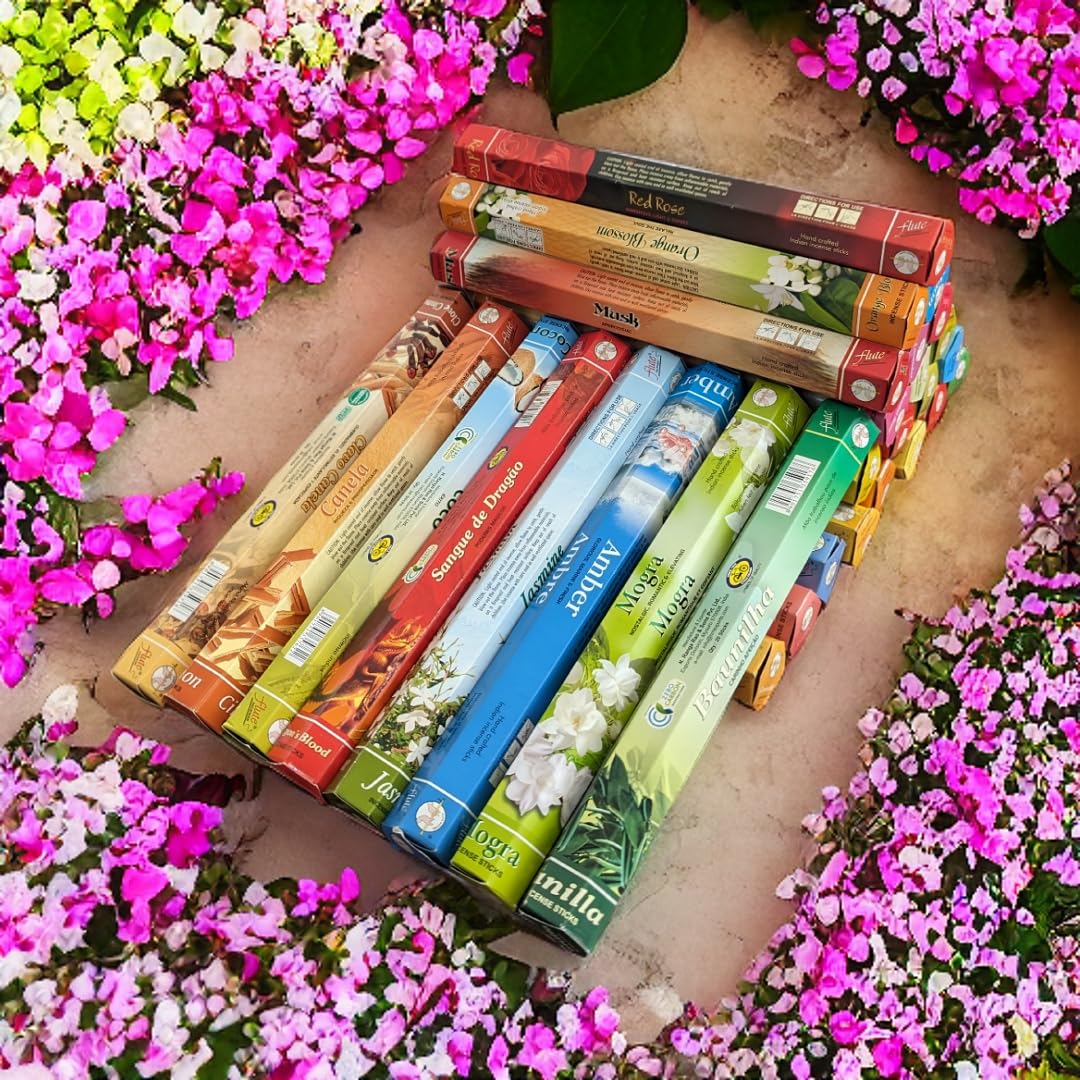STL Assorted 20 Flute Brand Incense Sticks (20 x 20 sticks) 400 sticks 20 Different Fragrancese Aromatherapy Meditation Relaxation Hand Made In India