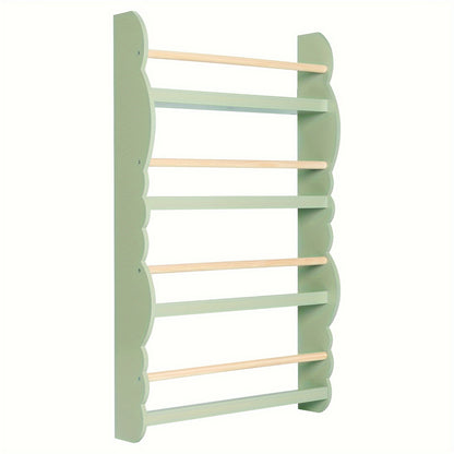 1pc Bookshelf Ledge | Book Organizer with Bookshelves, Pine E1 MDF, Green, Cubby Shelf, Freestanding, Suitable for Various Room Types