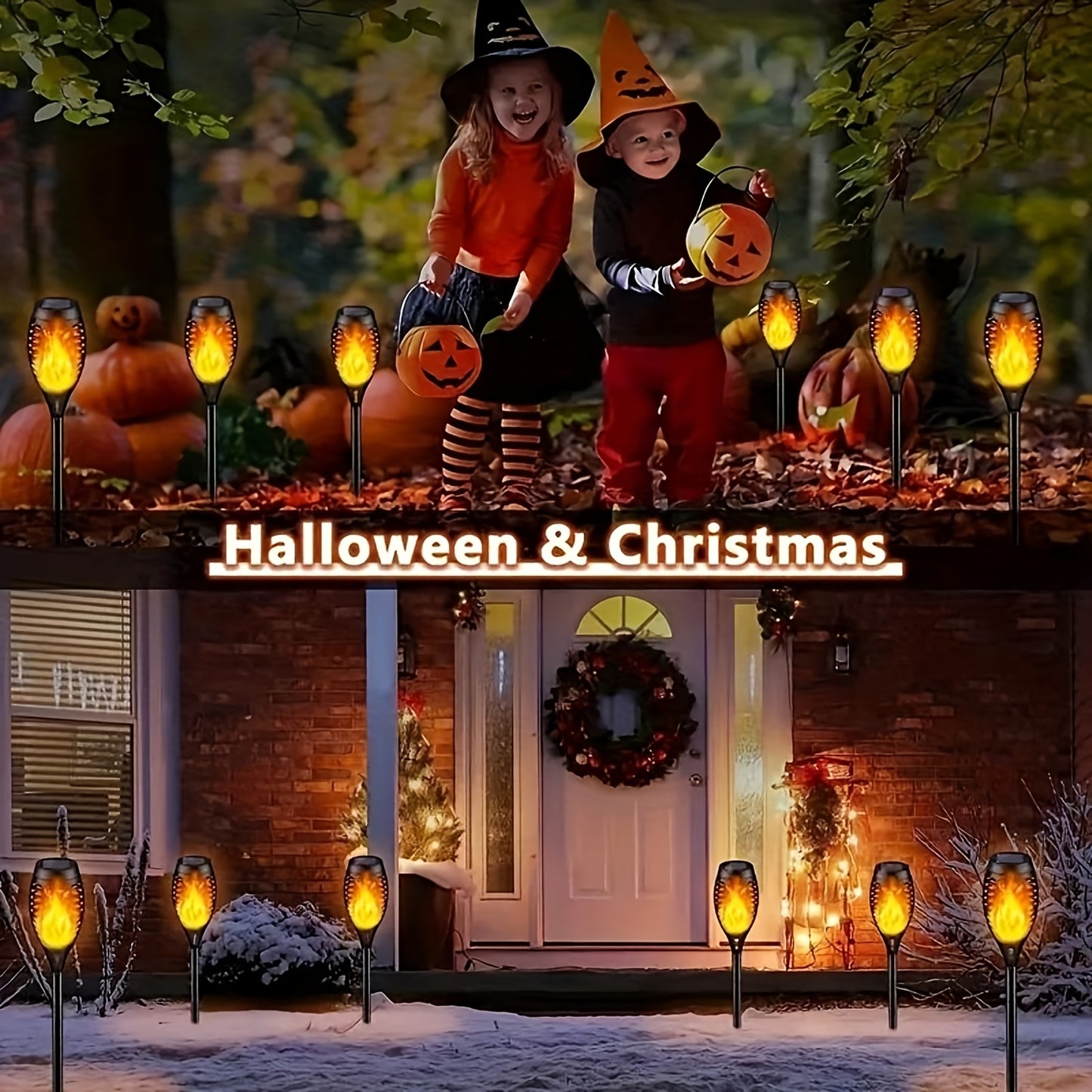 6/8/12pcs Solar Torch Lights Outdoor, Light with Vivid Dancing Flickering Flames for Landscape Garden Pathway, Auto On/Off, for Christmas Decor, Ideal for Christmas Gift
