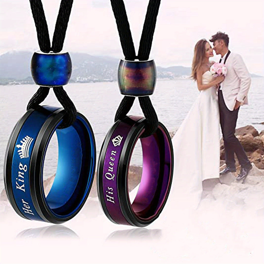 Couples' Ring Pendant Necklaces - alternate angle 2
