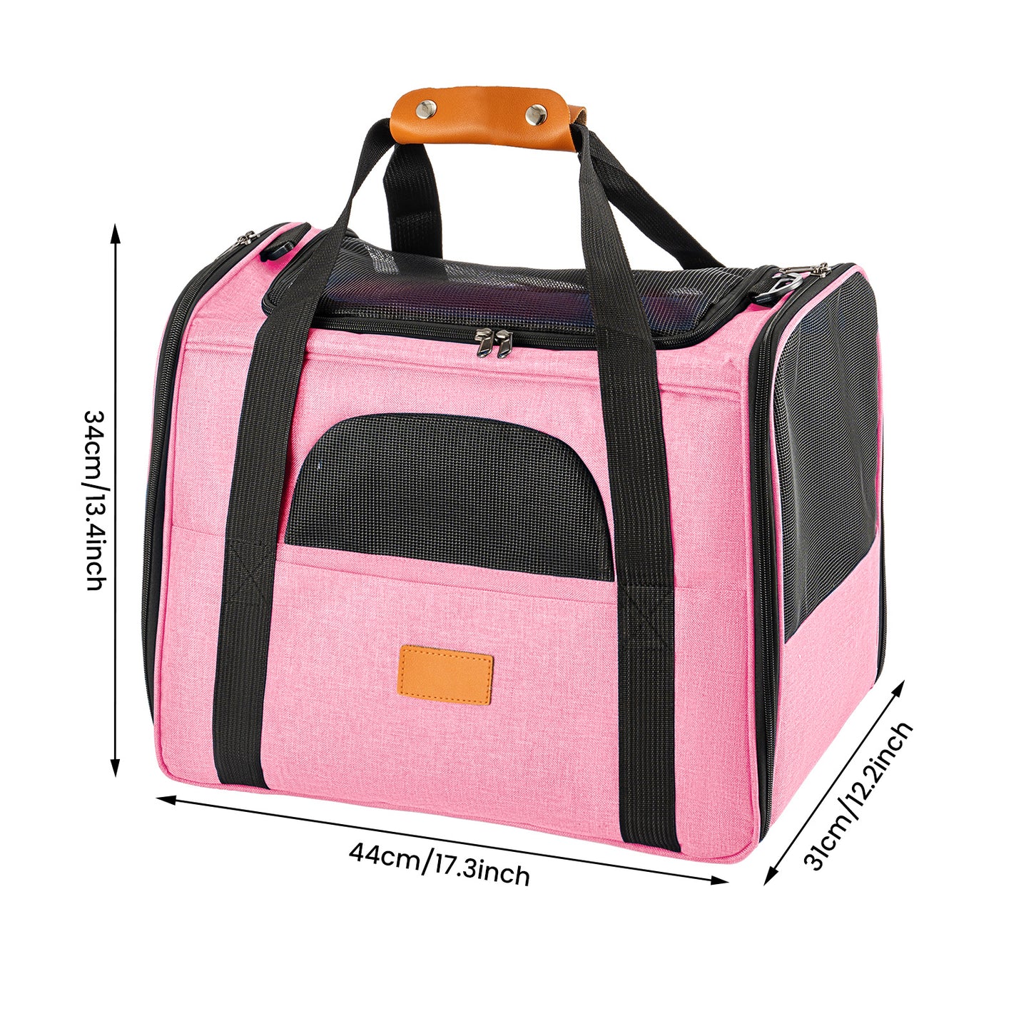Portable Pet Carrier Bag, Top Opening, Removable Mat and Breathable Mesh, Foldable Transport Carrier for Dogs and Cats, with Shoulder Strap and Pet Bowl