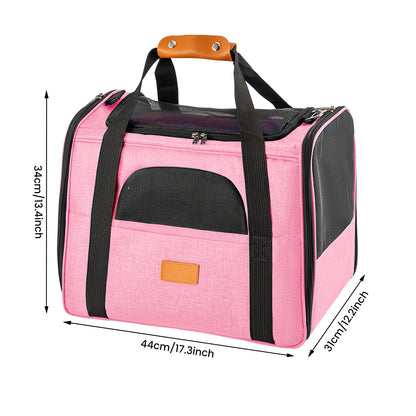 Portable Pet Carrier Bag, Top Opening, Removable Mat and Breathable Mesh, Foldable Transport Carrier for Dogs and Cats, with Shoulder Strap and Pet Bowl